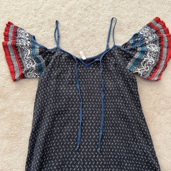 🍉 Free People Off Shoulder Flutter Sleeves Boho Slip Dress Small - Picture 14 of 15